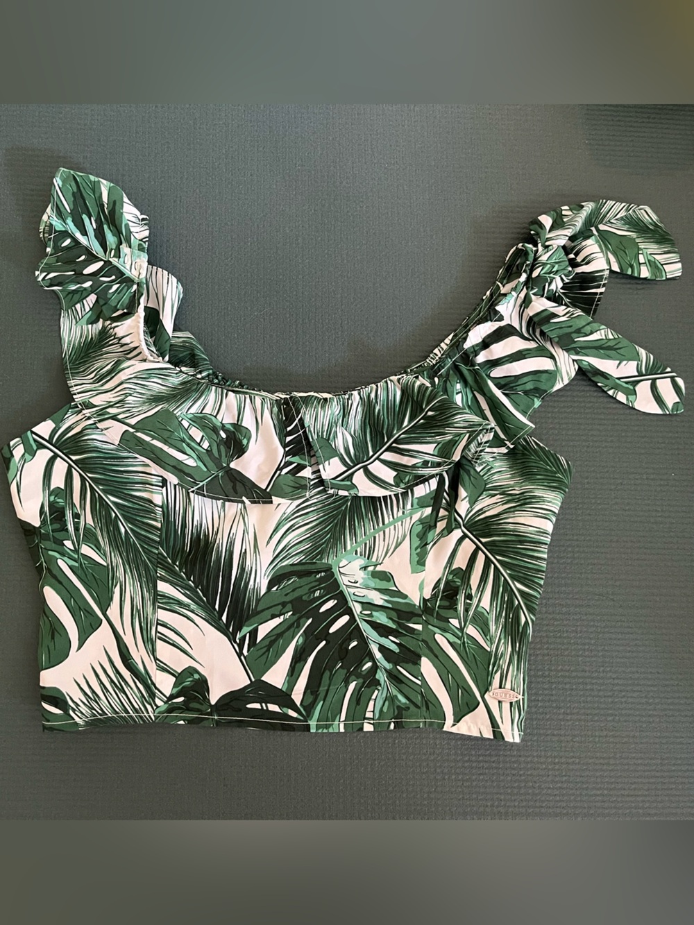 Guess Crop Top, XS, Tropical Leaf Palm Print